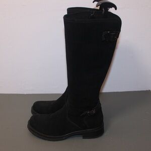 La Canadienne Goldey Black Suede Waterproof Tall Boots 7.5 Winter Buckle